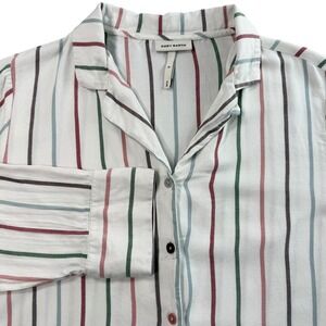 Cozy Earth Pajama Top Women M White Multi Stripe Rayon Tencel Loungewear Earthy